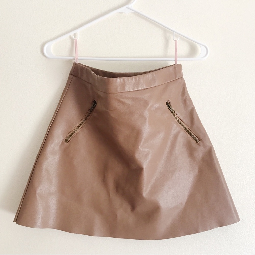 Brown faux leather Mini Skirt
